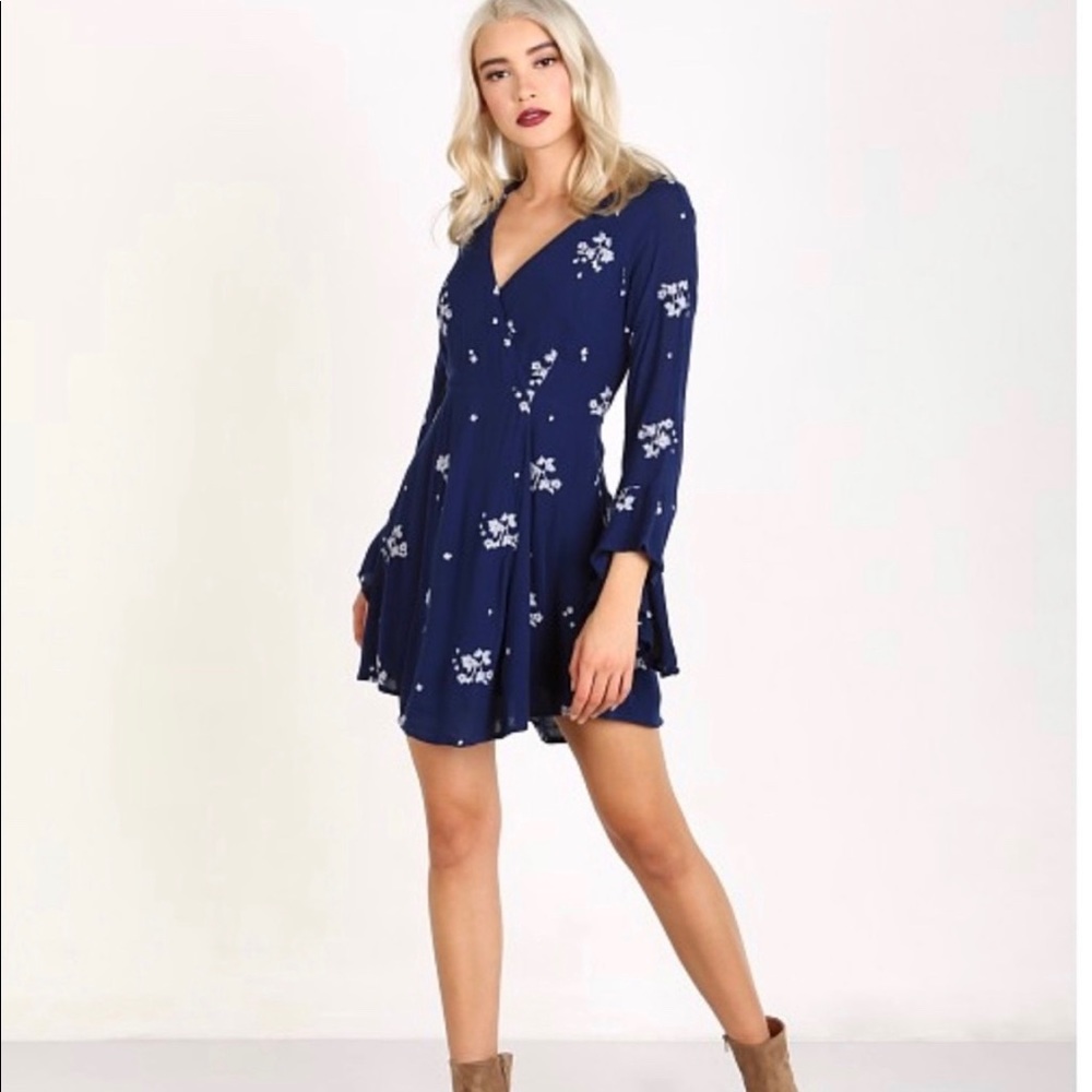 Free People Blue Jasmine embroidered mini dress